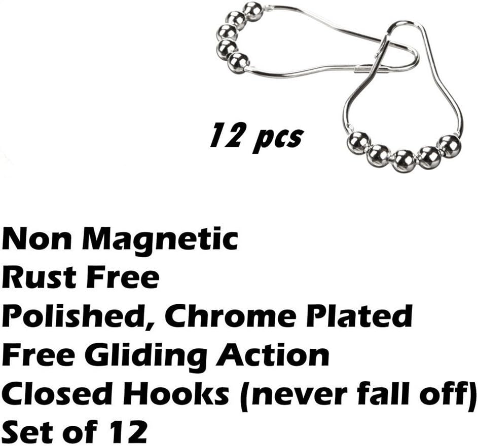 Uigos Shower Curtain Rings for Bathroom - Stainless Steel, Set of 12, Chrome: Home & Kitchen