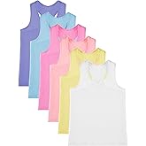 Geyoga 6 Pieces Girls Dance Tank Top Racerback Crop Top Sleeveless Dance Outfit for Ballet Hip hop Athletic wear(3-4 Years,Macaron Color)