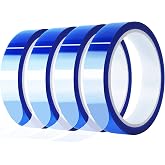 MEBMIK 4 Rolls 20mm x33m(108ft) Blue Heat Tape High Temperature Heat Resistant Tape Heat Transfer Tape for Heat Sublimation Press Vinyl,No Residue