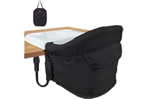 Hook On High Chair, Ravmix Clip on High Chair with Removable Dining Tray for Babies and Toddlers, Fold-Flat Storage Portable Baby Feeding Seat, Attach to Fast Table Chair for Home Travel, Black