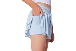 LaBeca Girls Flowy Athletic Shorts Running Tennis Active Butterfly Shorts Double Layer with Pockets Quick-Drying Shorts