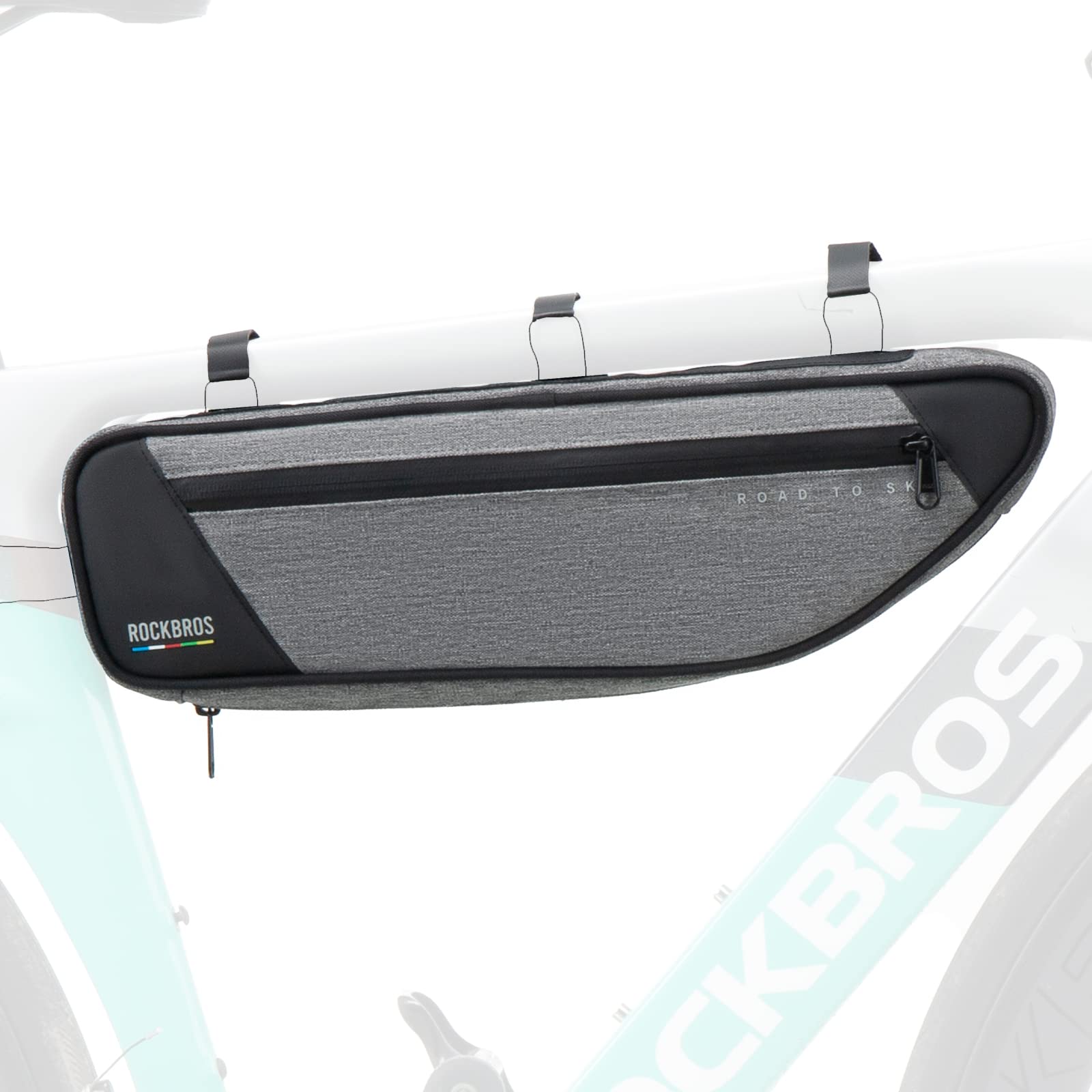 ROCKBROS Road to Sky Bike Frame Bag Reflective, Waterproof Triangular Bag, 2L, for MTB/Road/Gravel Bike