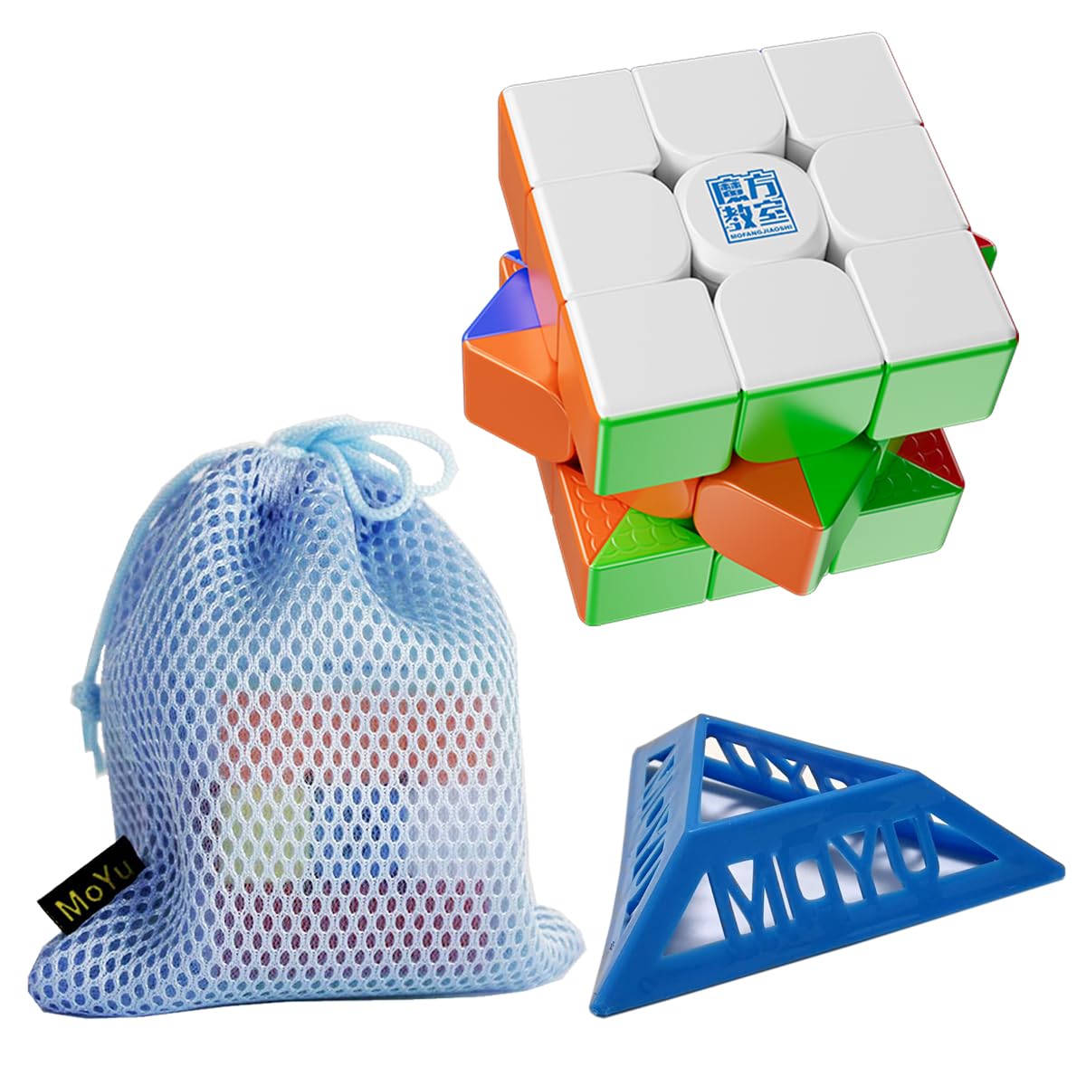 Oostifun MoYu MoFang JiaoShi Meilong 3M V2 Cube 3x3 Cubing Classroom Meilong 3 M V2 3x3x3 Frosted Surface Multicolor Cube Puzzle with Cube Bag and One Cube Tripod(M Version)