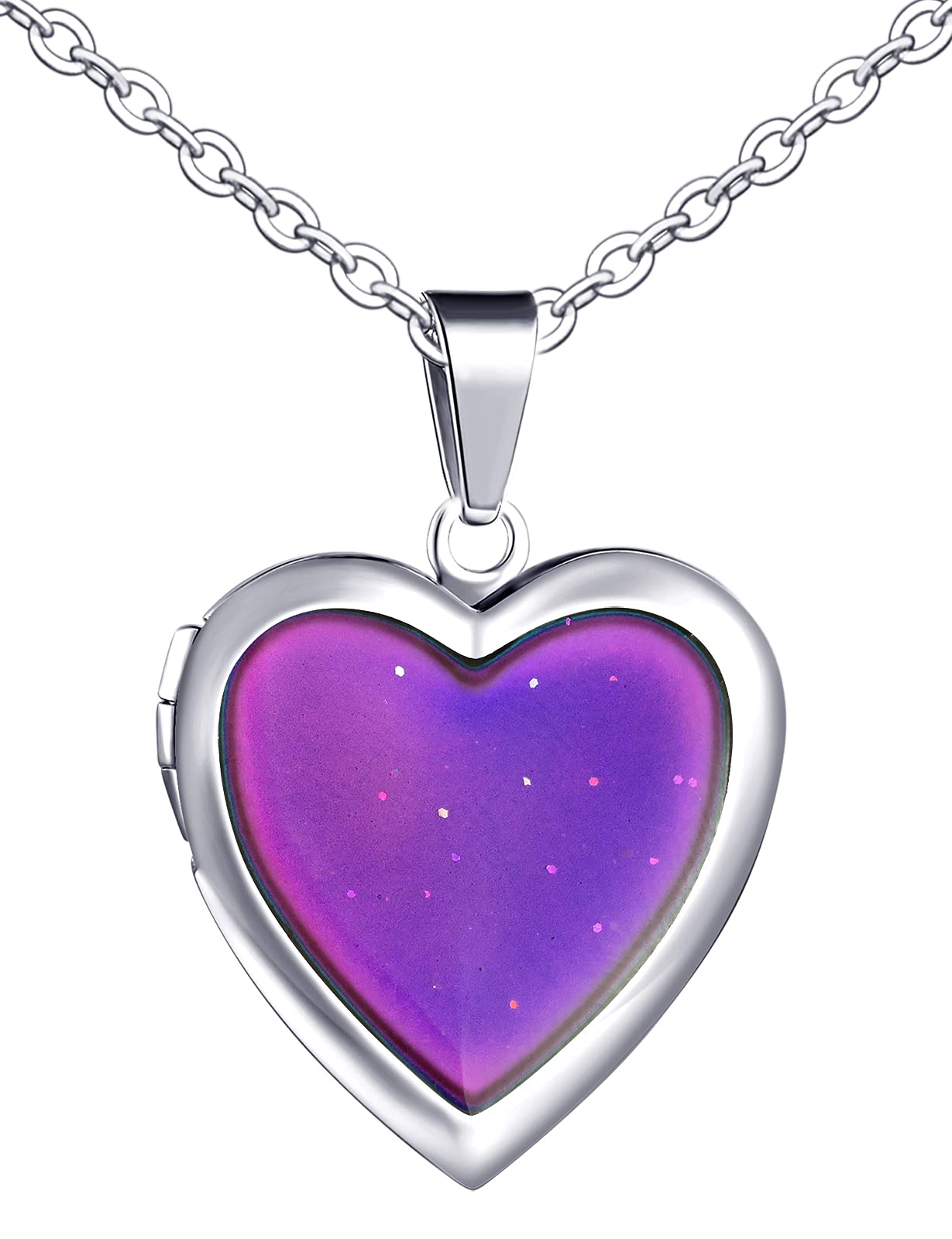 Feilok Women's Necklace Chain Stainless Steel Color Change Temperature pink heart Pendant Necklace for Women