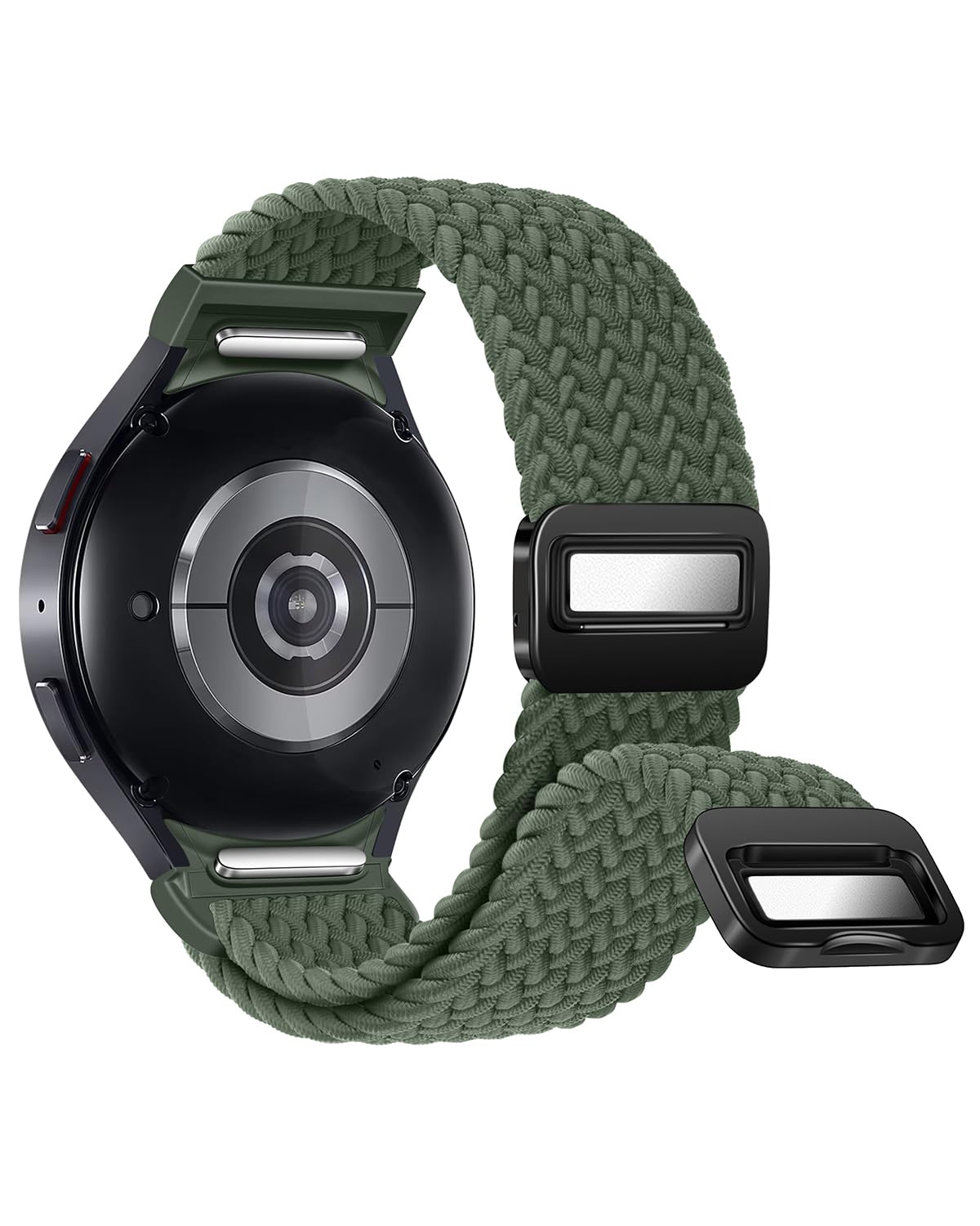 Photo 1 of One Click No Gap Braided Bands Compatible with Samsung Galaxy Watch 7 6 4 5 FE Band 40mm 44mm/Galaxy Watch 6 4 Classic 47mm 43mm 42mm 46mm/Watch 5 Pro 45mm, 20mm Elastic Nylon Sport Strap Men Women