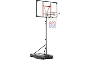 TONBUX Basketball Hoop 4.8-8.5FT Height Adjustable, Portable Kids/Youth Basketball Hoop Outdoor Indoor for Court/Backyard/Driveway, PC Backboard