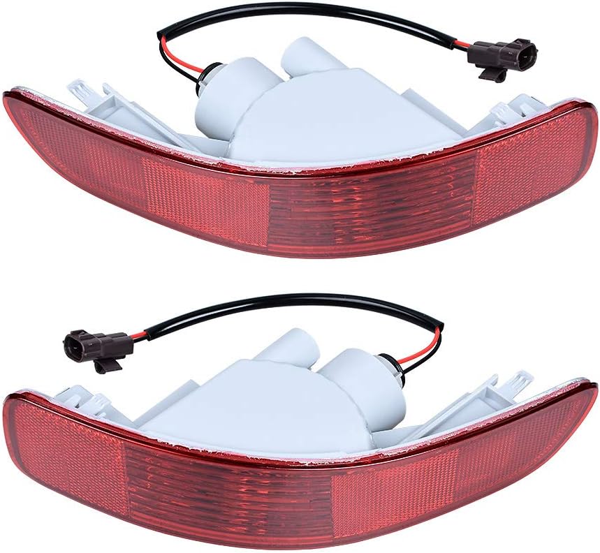 Left Right Red Rear Bumper Side Marker Reflector Bulb Tail Light Lamp Compatible with '07-'12 Mitsubish Outlander Peugeot 4007 Citroën C-Crosser