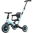 newyoo Tricycles for 1-3 Year Olds, Toddler Bike, Birthday Gift and Toy for Boys and Girls, Toddler Tricycle with Parent Push Handle, Trike with Backrest and Safety Belt, Blue, TR007