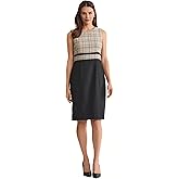 Kasper Womens Sleeveless Plaid Sheath Dress
