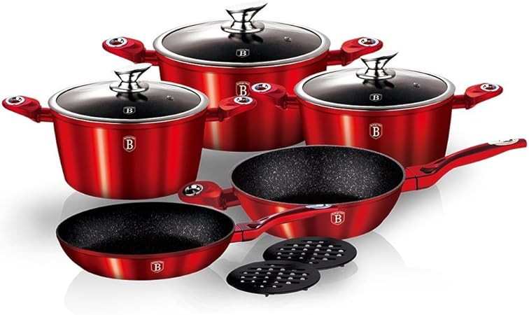 Top Shop Berlinger Haus Bh 1222 Haute Qualite Allemande Batterie De Cuisine 10 Pieces Rouge Amazon Fr Cuisine Maison
