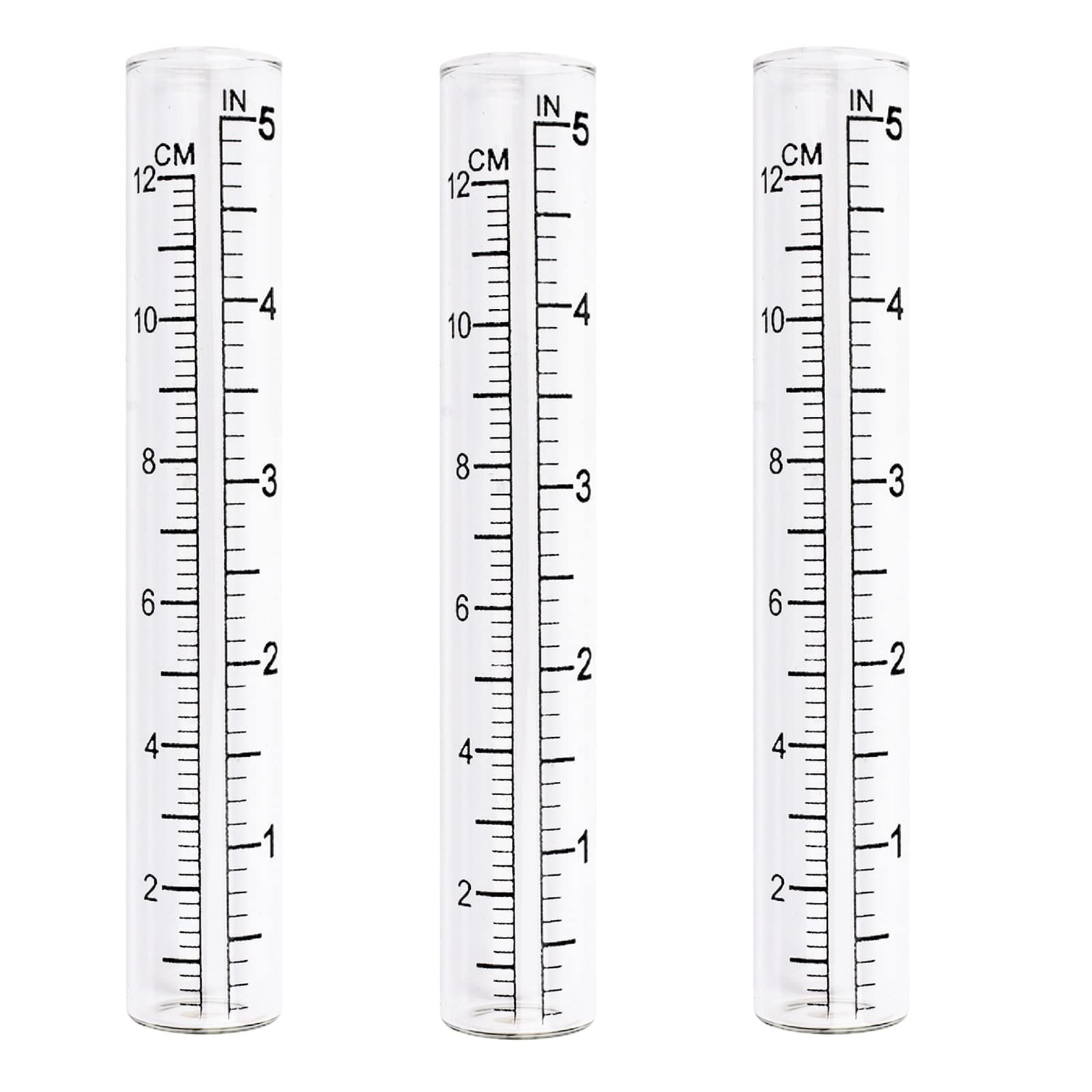 WANDIC Rain Gauge, Set of 3 Glass Rain Measuring Gauge Rain Meter for Garden or Farm, Clear