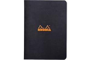 Rhodia 119189C - Black Piqué Notebook - A5 - Lined - 96 pages - White Clairefontaine paper 80 g/m - Soft, resistant and waterproof coated card cover - Classic
