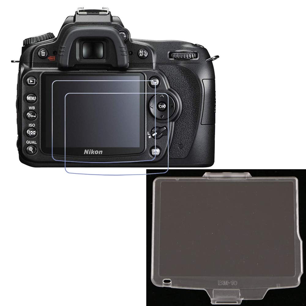 Fire Rock Tempered Glass Camera Screen Protector and ABS Cover BM-10 for Nikon D90Came ra[2+1 Packs]