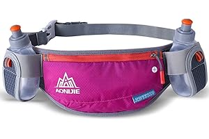 AONIJIE Running Hydration Belt with 2 Water Bottles, Waterproof & Bounce-Free Waist Pouch for Runners, Fanny Pack Fit 6.8 Inches Phones for Jogging, Cycling, Climbing and Hiking (Rose)