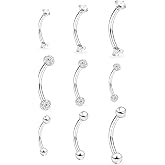 Hnxnskt Eyebrow Piercing Jewelry Surgical Steel Rook Piercings Curved Barbell Tiny Eyebrow Ring Vertical Labret Lip Jewelry Ear Navel Small Belly Button Ring for Women Men 16g 6mm/8mm/10mm