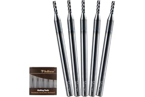 Sulfuras 1/16" Carbide Square Nose End Mill Set (5 Pcs), 4 Flute CNC Mill Bits Tools for DIY & Professional, Solid Carbide Cutter (Tungsten Carbide + Cobalt) for Milling Steel and Metals (5Pcs, 1/16)