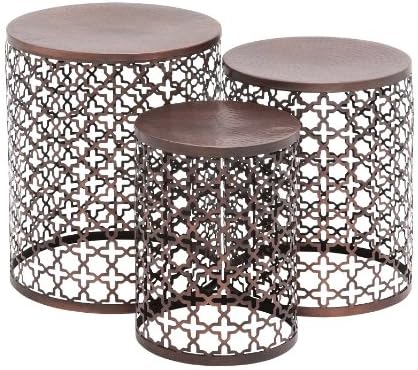 Deco 79 23941 Metal Accent Tables (Set Of 3), 201816, Brown