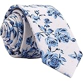 Mantieqingway Men's Cotton Floral Neck Tie 2.56'' Printed Skinny Tie