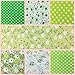 Misscrafts 7pcs 19.7” x 19.7” TOP Cotton Blending Textile Craft Fabric Bundle Fat Quarter Squares Patchwork DIY Sewing Scrapbooking Dot Floral Pattern (Green)