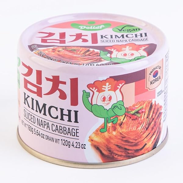 DELIEF SLICED SPICY KIMCHI – AUTHENTIC KOREAN NAPA CABBAGE, VEGAN, GLUTEN-FREE, SHELF-STABLE CANNED, NO PRESERVATIVES, 5.64 OZ/160 G (1 CAN)
