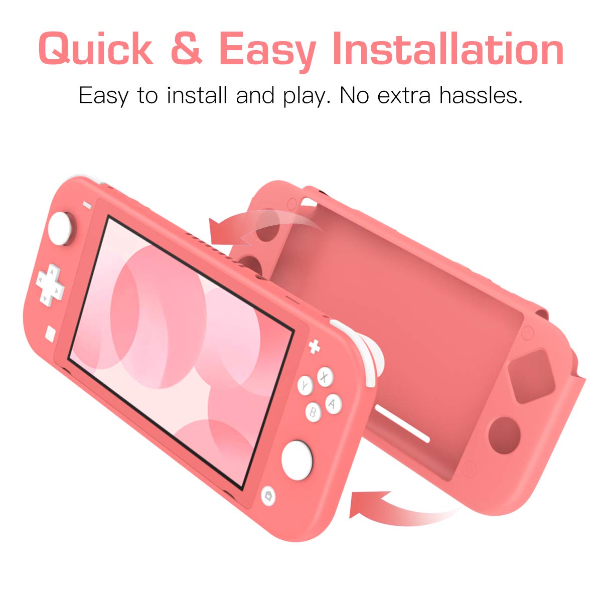 MoKo Case Compatible with Nintendo Switch Lite, Silicone Protective Rubber Cover, Shock-Absorption Anti-Scratch Non-Slip Case Compatible with Nintendo Switch Lite Console, Coral Pink