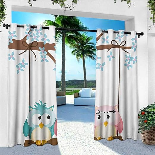 Amazon Com Nursery Outdoor Curtain Pole Two Owls In Love On A