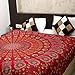 Bless International Indian Hippie Bohemian Psychedelic Peacock Mandala Wall Hanging Bedding Tapestry (Golden Red, Queen(84x90Inches)(215x230Cms)) primary