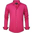 J.VER Men's Dress Shirts Solid Long Sleeve Stretch Wrinkle-Free Formal Shirt Business Casual Button Down Shirts