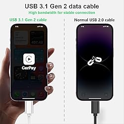 USB 3.2 Gen 2 iPhone 15 Car Carplay Cable, 6 FT USB