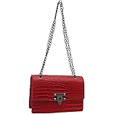 SweatyRocks Crossbody Bags for Women Crocodile Printed Shoulder Bag with Chain Strap