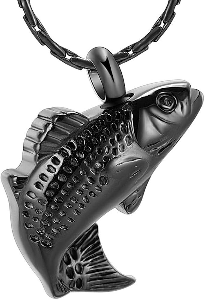 Amazon Com Constanlife Cremation Jewelry For Ashes Stainless Steel Fish Shape Design Memorial Urn Necklace Keepsake Jewelry Gift Men Women Multifunction Necklace Black Jewelry