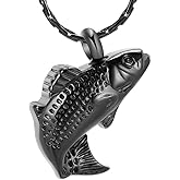 constantlife constanlife Cremation Jewelry for Ashes Stainless Steel Fish Shape Design Memorial Urn Necklace Keepsake Jewelry Gift Men Women Multifunction Necklace