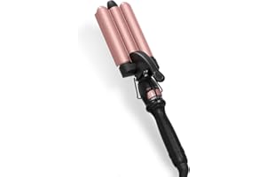 DAN Technology 1 Inch Ceramic 3 Barrel Curling Iron Wand Hair Waver (Rose Gold)