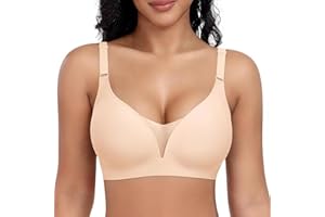 Jelly Bras for Women Wireless V Mesh Comfortable Everyday Bras Seamless No Underwire Push Up Supportive Tshirt Bra