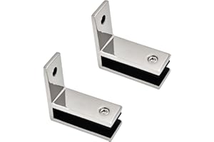 FLJDOUMAI Glass Railing Clamp Stainless Steel 304-90° F Shape Clamps for Home/Park/Mall/Swimming Pool Glass Clamp, Wire Drawn Surface Bracket (2-Pieces)