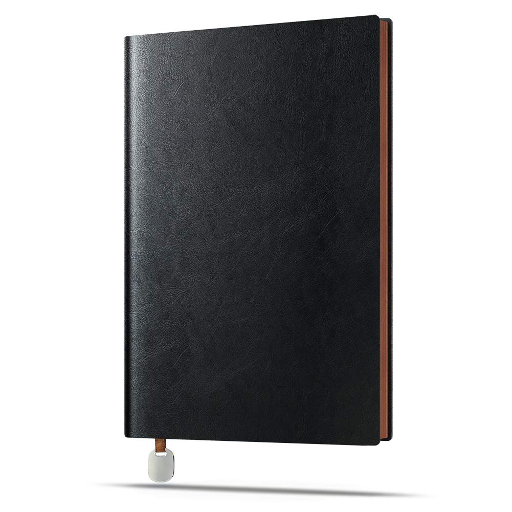 KKDragon Notebook A5 Lined Notepad 224 Pages Soft Cover PU Leather Black