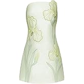 JW PEI Women's 3D Floral Appliqu&eacute; Strapless Mini Dress