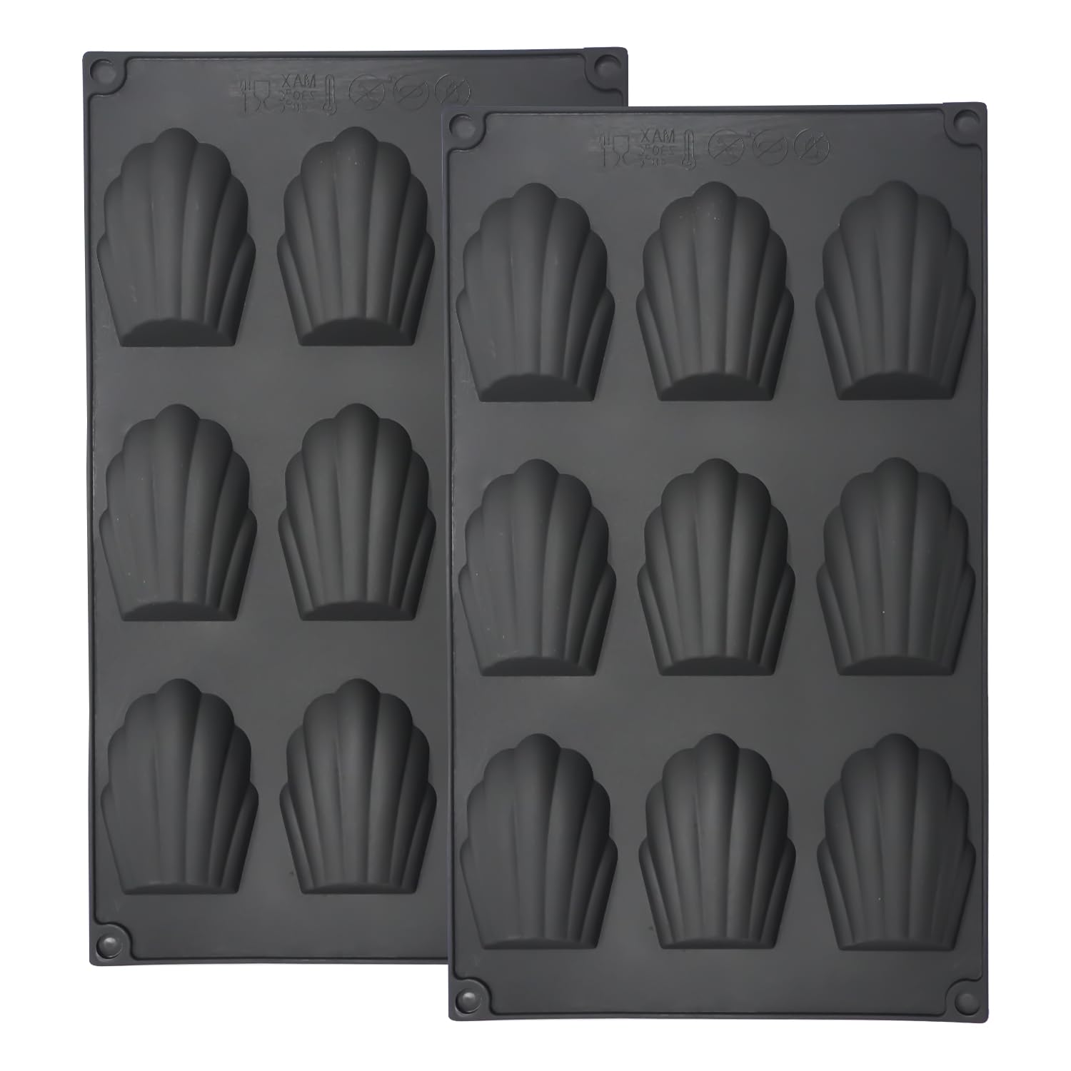 YXHZVON Madeleines Baking Tray 2pcs, 9 Cavities Silicone Baking Mold for Madeleine, Non-Stick Silicone Madeleine Mould for Chocolate, Cakes, Candy, Cookies (Black)