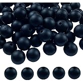 Silicone Beads, 100pcs 9mm Silicone Round Beads for Keychain Making Bracelet Necklace Earring Jewelry DIY Crafts Making(Black)