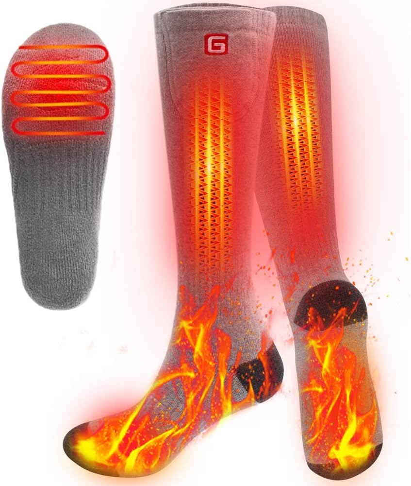 SVPRO Men WomenRechargeable Electric Heated Socks Battery Heat Thermal Sox,Sports Outdoor Winter Novelty Warm Heating Sock,Climbing Hiking Skiing Foot Boot Heater Warmer(Gray)