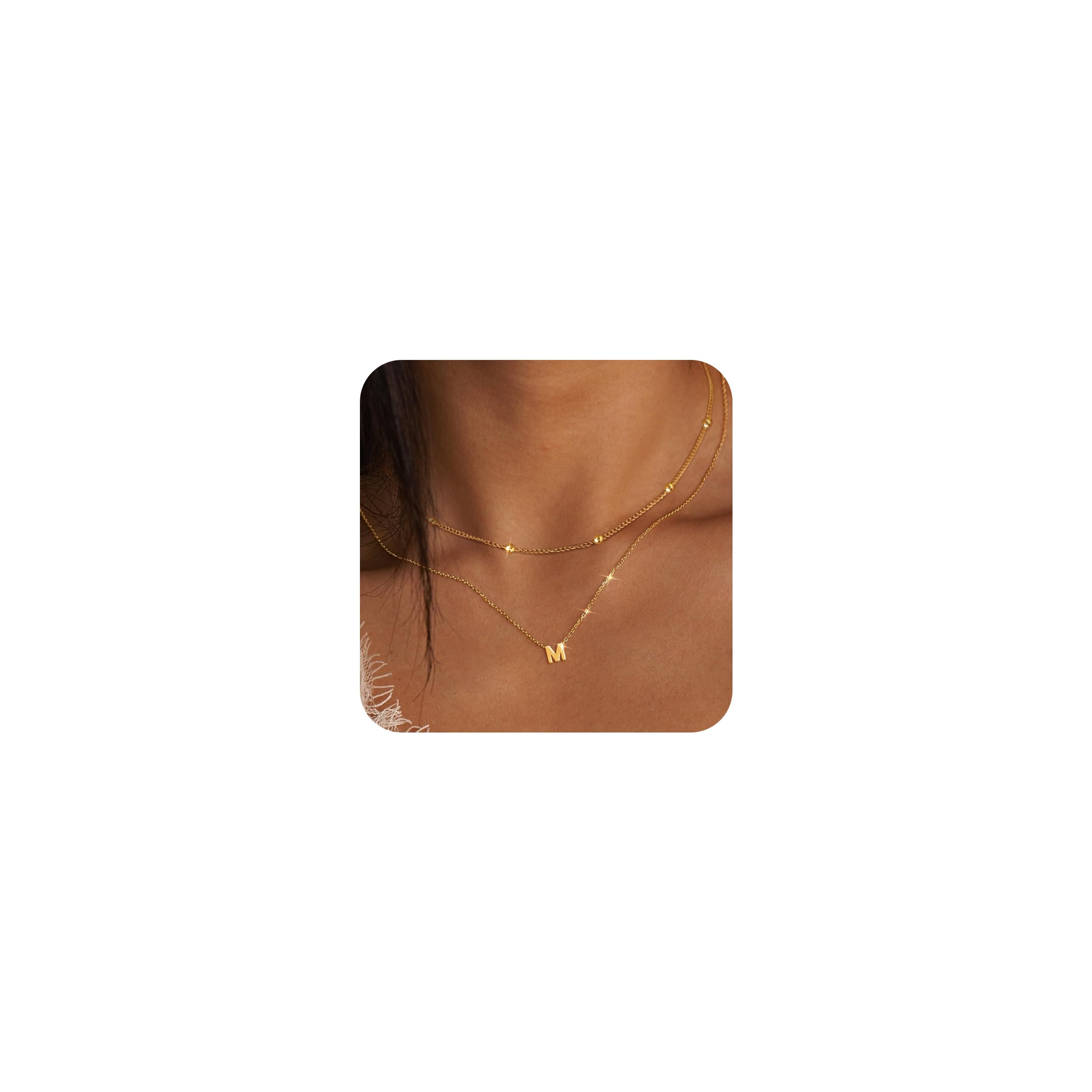 Poxtex Gold Initial M Necklace Stacked Necklaces