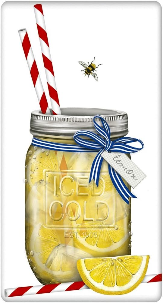 Refreshing Lemonade Mason Jar 100% Cotton Flour Sack Dish Tea Towel - Mary Lake Thompson 30" x 30"