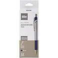 Office Depot Advanced Ink Retractable Ballpoint Pens, Needle Point, 0.7 mm, Silver Barrel, Blue Ink, Pack Of 12