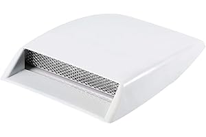 AQXREIGHT Bonnet Vent Cover Fit for Most Cars Decorative Intake Scoop Hood Sticker in White Duty ABS Plastic with Aluminum Grille Mesh