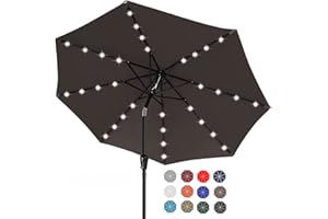 ABCCANOPY Durable Solar Led Patio Umbrellas with 32LED Lights 9FT (Brown)