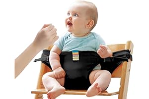 Lychee Harness Seat for High Chair Baby Feeding Safety Seat with Strap, Toddler Booster Harness Belt Portable Dining Seat Strap for Travel Home Restaurant Shopping (Black)