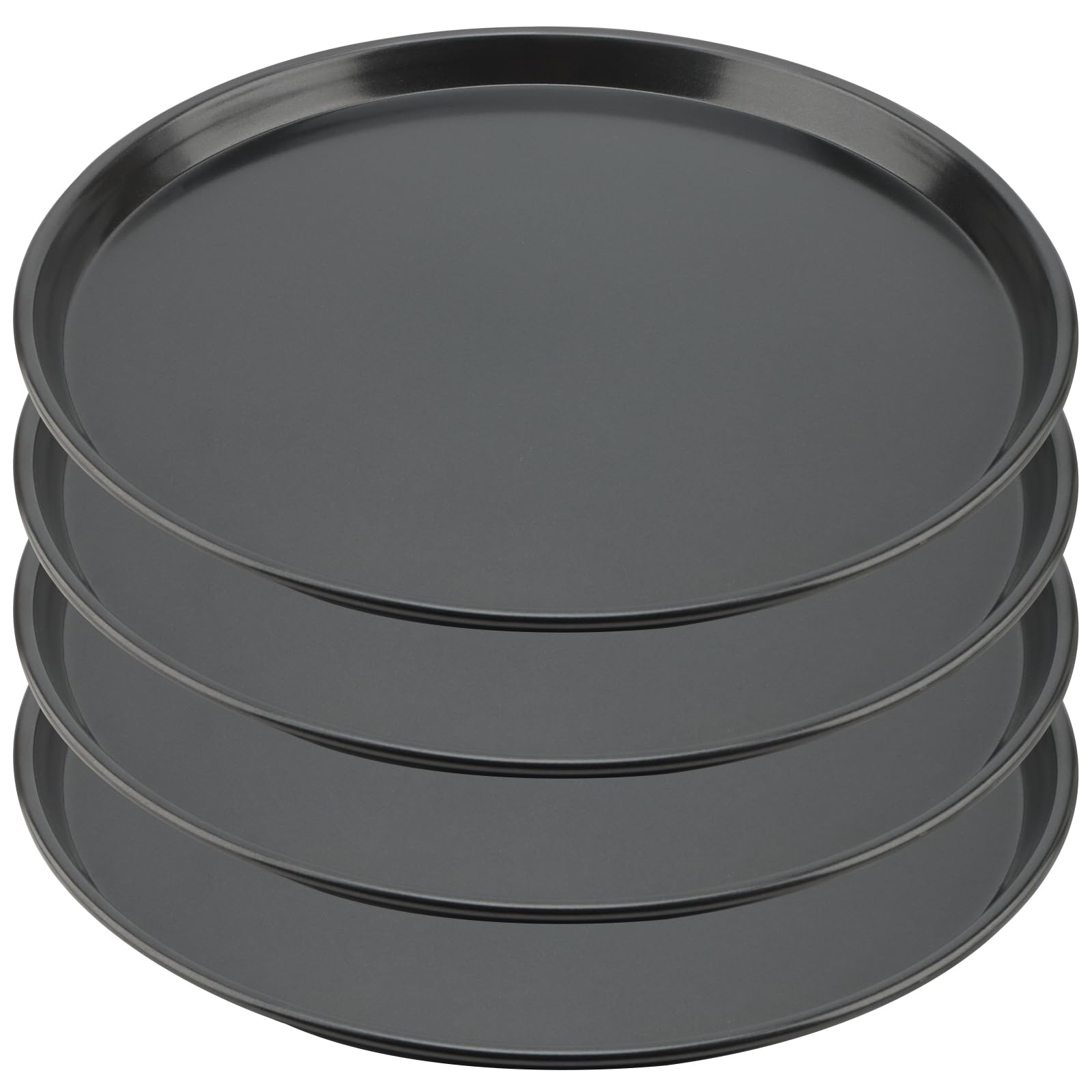 ZEONHEI 4 Pack 12 Inch Non Stick Pizza Trays, Pizza Dough Trays for Oven, Black Round Pizza Baking Pan for Baking