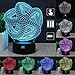 HUI YUAN Abstract 3D Lamp Room Bedroom Decorative Night Light Multi 7 Color Change USB Cable Smart Touch Button LED Desk Table Light Lamp Kida Kiddie Gift