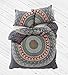 The Boho Street Range of Black and White Queen Size Duvet Cover Set with Pillow Covers, Indian Reversible Quilt Cover Flower Coverlet Bohemian Doona Cover Handmade 84