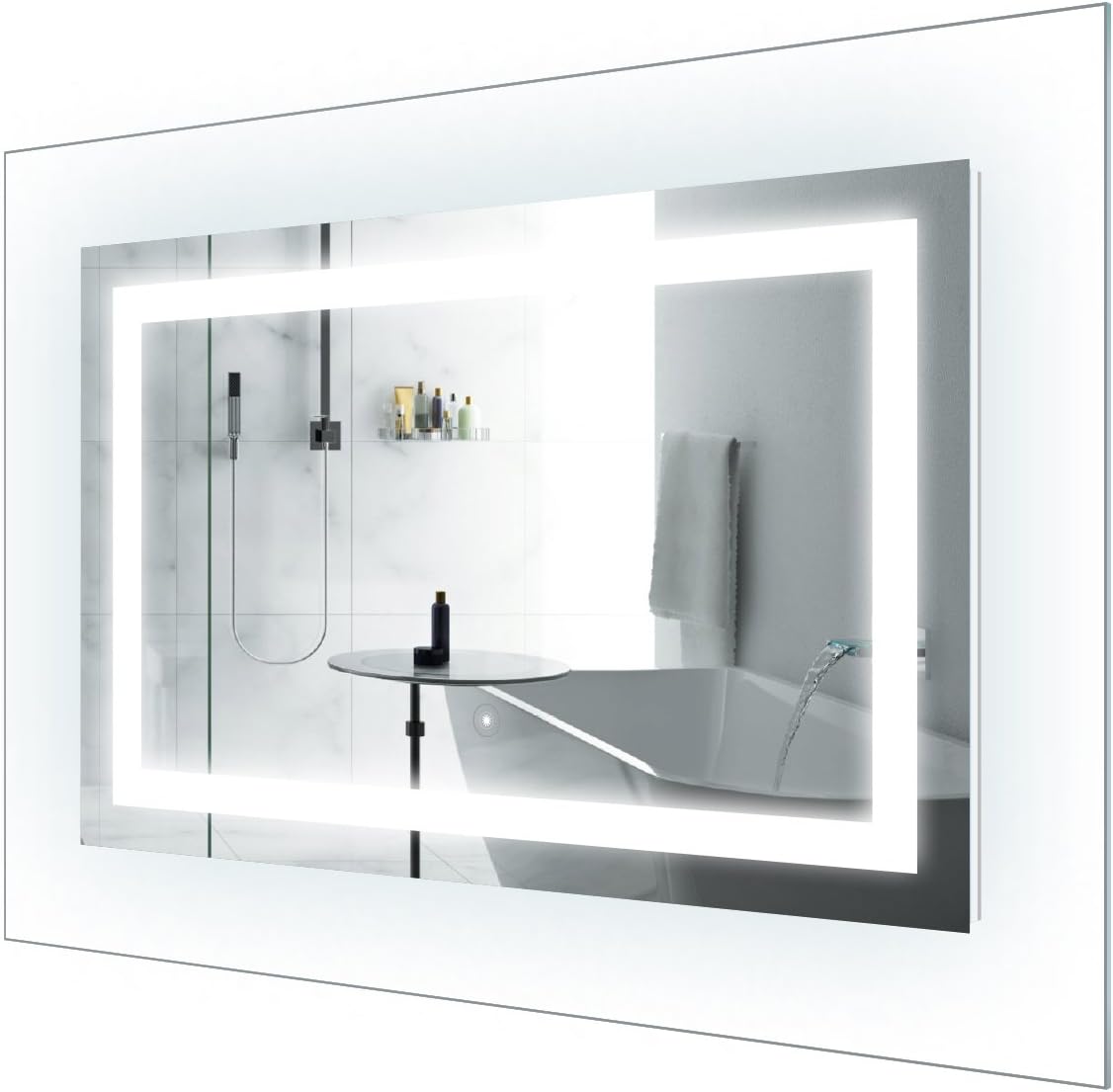 Amazon Com Krugg Led Lighted 42 Inch X 30 Inch Bathroom Mirror With Glass Frame Horizontal Or Vertical Installation Defogger Home Kitchen